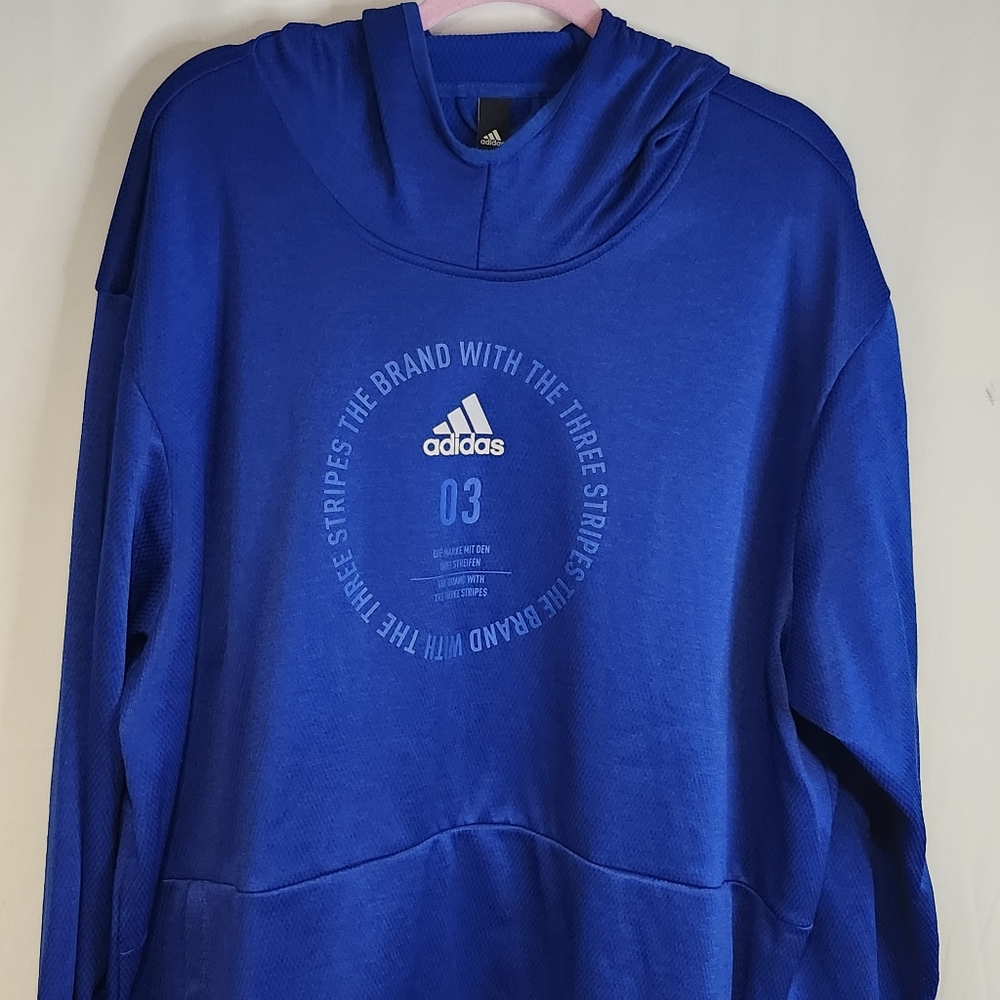Adidas Gameday Hoodie Men 2XL Blue Brand Logo Men Casual Shirt Hooded Pullover